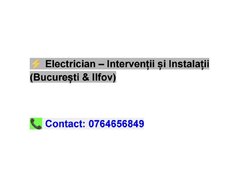 Electrician Bucuresti si Ilfov (Bragadiru, Cornetu, Magurele, Domnesti etc)
